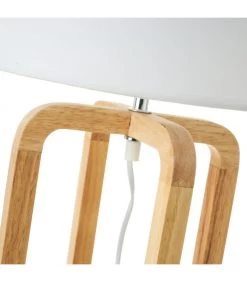 Lampe à Poser Chêne Et Abat-jour Blanc - 30x30x52cm -Produits Menagers Boutique lampe a poser chene et abat jour blanc 30x30x52cm 2