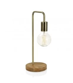 Lampe à Poser Courbée Design En Bois Et Laiton