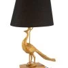 Lampe à Poser En Résine Dorée Et Abat-jour Noir Paon - 53x25x72cm -Produits Menagers Boutique lampe a poser en resine doree et abat jour noir paon 53x25x72cm