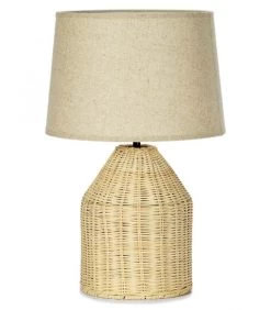 Lampe à Poser En Rotin Tressé Et Abat-jour Beige - 30x30x47cm