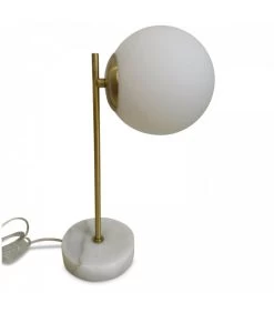 Lampe à Poser Rétro En Marbre Blanc, Laiton Et Verre -Produits Menagers Boutique lampe a poser retro en marbre blanc laiton et verre 1