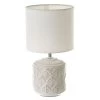Lampe à Poser Ronde Céramique Blanche Feuillage 15x15x28cm -Produits Menagers Boutique lampe a poser ronde ceramique blanche feuillage 15x15x28cm