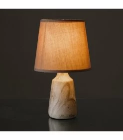 Lampe à Poser Ronde Céramique Effet Bois - 16x16x27.5cm -Produits Menagers Boutique lampe a poser ronde ceramique effet bois 16x16x275cm 1