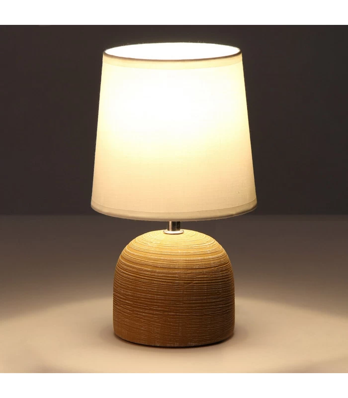 Lampe à Poser Ronde Céramique Marron Effet Naturel - 16x16x27.5cm 4 Lampe à Poser Ronde Céramique Marron Effet Naturel - 16x16x27.5cm – Image 2