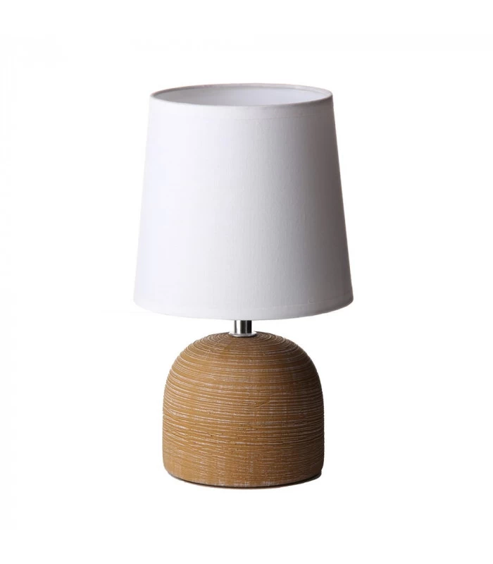 Lampe à Poser Ronde Céramique Marron Effet Naturel - 16x16x27.5cm 3 Lampe à Poser Ronde Céramique Marron Effet Naturel - 16x16x27.5cm