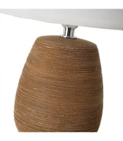 Lampe à Poser Ronde Céramique Marron Effet Naturel - 17x17x27.5cm -Produits Menagers Boutique lampe a poser ronde ceramique marron effet naturel 17x17x275cm 3