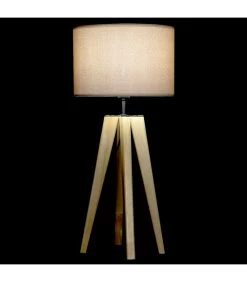 Lampe à Poser Trépied Bois Et Abat-jour Beige 30x30x69cm -Produits Menagers Boutique lampe a poser trepied bois et abat jour beige 30x30x69cm 2