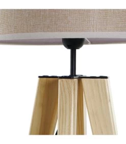 Lampe à Poser Trépied Bois Et Abat-jour Beige 30x30x69cm -Produits Menagers Boutique lampe a poser trepied bois et abat jour beige 30x30x69cm 3