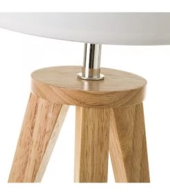 Lampe à Poser Trépied Bois Et Abat-jour Blanc - Hauteur 33.5cm -Produits Menagers Boutique lampe a poser trepied bois et abat jour blanc hauteur 335cm 2