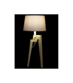 Lampe à Poser Trépied Bois Et Abat-jour Marron Beige - H66cm -Produits Menagers Boutique lampe a poser trepied bois et abat jour marron beige 2