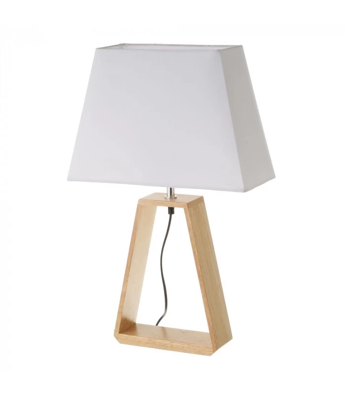 Lampe à Poser Triangle Bois Et Abat-jour Blanc - Hauteur 60cm 3 Lampe à Poser Triangle Bois Et Abat-jour Blanc - Hauteur 60cm