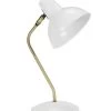 Lampe De Bureau Métal Blanc Et Laiton Doré - 20x15x38cm -Produits Menagers Boutique lampe de bureau metal blanc et laiton dore 20x15x38cm