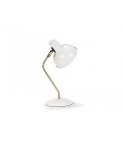 Lampe De Bureau Métal Blanc Et Laiton Doré - 20x15x38cm -Produits Menagers Boutique lampe de bureau metal blanc et laiton dore 20x15x38cm 2
