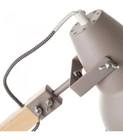 Lampe De Bureau Métal Gris Et Bois - Hauteur 43cm -Produits Menagers Boutique lampe de bureau metal gris et bois hauteur 43cm 3