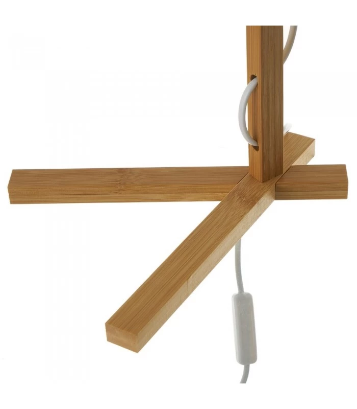 Lampe Design à Poser En Bambou Et Abat-jour En Tissu Blanc - H50cm 5 Lampe Design à Poser En Bambou Et Abat-jour En Tissu Blanc - H50cm – Image 3