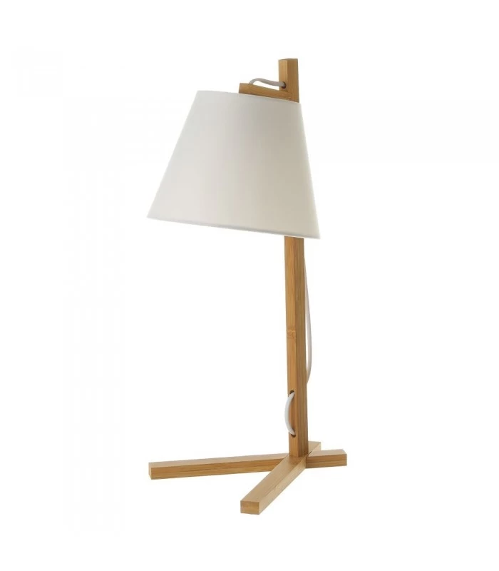 Lampe Design à Poser En Bambou Et Abat-jour En Tissu Blanc - H50cm 3 Lampe Design à Poser En Bambou Et Abat-jour En Tissu Blanc - H50cm
