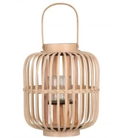 Lanterne En Bambou Et Verre - 24x24x29cm