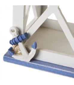 Lanterne En Bois Bleu Et Blanc Bord De Mer - 13x13x30cm -Produits Menagers Boutique lanterne en bois bleu et blanc bord de mer 13x13x30cm 2
