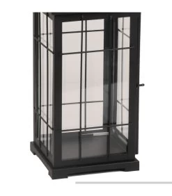 Lanterne En Métal Noir 15x15x40cm -Produits Menagers Boutique lanterne en metal noir 15x15x40cm 2