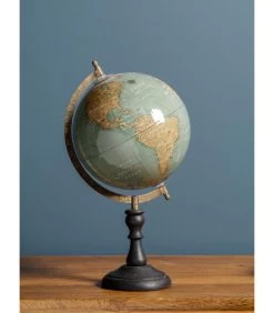 Mappemonde Vert Laqué Sur Pied Central Bois Noir -Produits Menagers Boutique mappemonde vert laque sur pied central bois noir 2