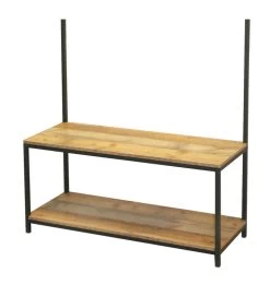 Meuble D'entrée étagères Et Portemanteau Bois Et Métal Noir 100x39x180cm -Produits Menagers Boutique meuble d entree etageres et portemanteau bois et metal noir 100x39x180cm 2