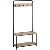 Meuble D'entrée + Portemanteau Bois Et Métal 80x32x171cm -Produits Menagers Boutique meuble d entree portemanteau bois et metal 80x32x171cm