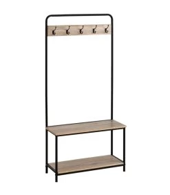 Meuble D'entrée + Portemanteau Bois Et Métal 80x32x171cm