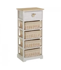 Meuble De Rangement 1 Tiroir + 4 Paniers - 40x29x90cm