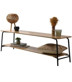 Meuble De Télévision 2 Niveaux Bois Et Métal Noir 150x40x43.5cm -Produits Menagers Boutique meuble de television 2 niveaux bois et metal noir 150x40x435cm 1