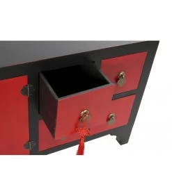 Meuble De Télévision En Bois Noir Et Rouge Chinoiserie -Produits Menagers Boutique meuble de television en bois noir et rouge chinoiserie 3
