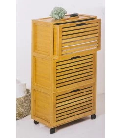 Meuble Desserte Salle De Bain En Bambou - 41.5x41x92.7cm -Produits Menagers Boutique meuble desserte salle de bain en bambou 415x41x927cm 2