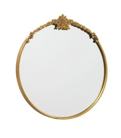 Miroir Classique Rond En Métal Or Antique D60cm