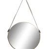 Miroir Métal Doré Rond Suspendu Lanière Similicuir Marron -Produits Menagers Boutique miroir metal dore rond suspendu laniere similicuir marron