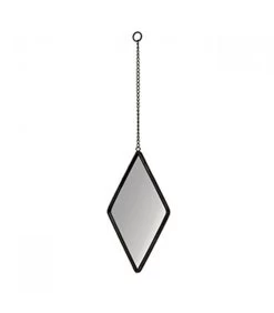 Miroir Mural Chaîne Métal Noir - Hauteur 41cm