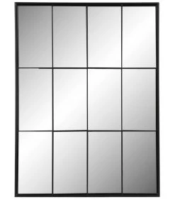 Miroir Mural Fenêtre Métal Noir - 90x2x120cm