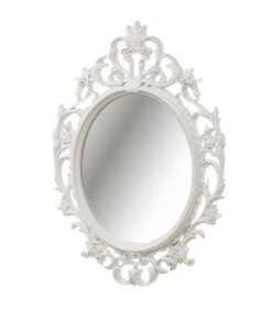 Miroir Mural Ovale Avec Moulures En Polypropylène Blanc