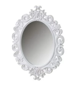 Miroir Mural Ovale Larges Moulures En Polypropylène Blanc