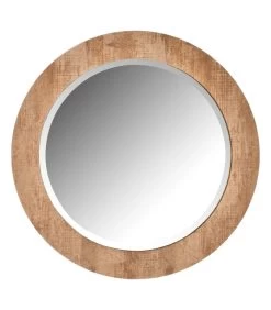 Miroir Mural Rond Bois 52cm