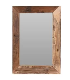 Miroir Rectangulaire En Bois Teck Recyclé Rustique 50x70x2.5cm