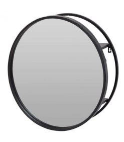 Miroir Rond En Métal Noir Avec étagère