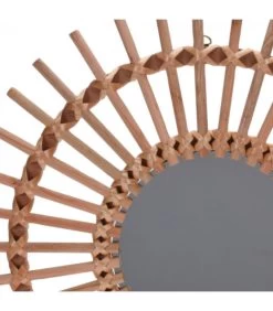 Miroir Rond Soleil En Bois Nature - Diamètre 50cm -Produits Menagers Boutique miroir rond soleil en bois nature diametre 50cm 2