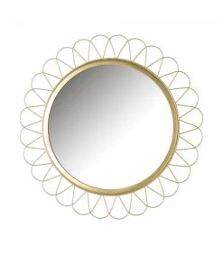 Miroir Rond Soleil Métal Doré - Diamètre 40cm