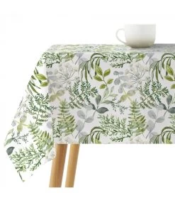 Nappe Carrée Coton Anti-tache Feuillage Vert - 140x140cm