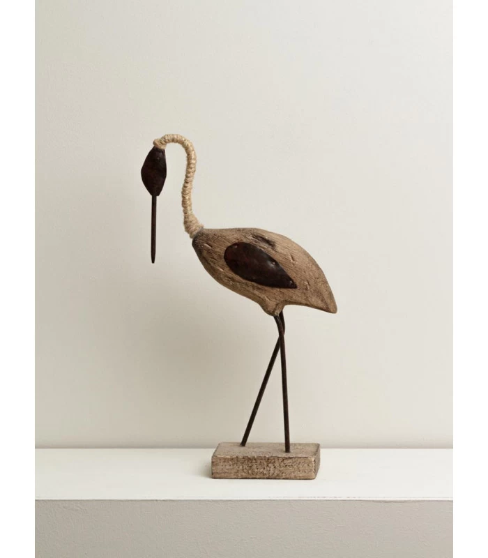 Oiseau Échassier Décoratif En Bois Sculpté Et Métal - Hauteur 26.5cm 4 Oiseau Échassier Décoratif En Bois Sculpté Et Métal - Hauteur 26.5cm – Image 2