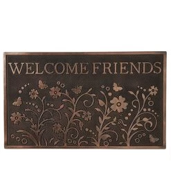 Paillasson Caoutchouc Fleurs Welcome Friends 75x45x1.5cm