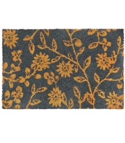 Paillasson Coco Bleu Ă Fleurs 60x40cm