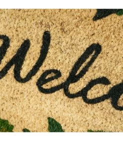 Paillasson Coco Feuilles Vertes Welcome - 60x40x1.5cm -Produits Menagers Boutique paillasson coco feuilles vertes welcome 60x40x15cm 2