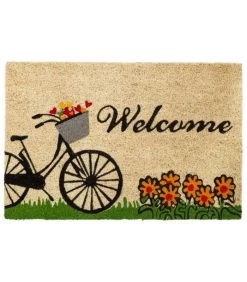 Paillasson Coco Welcome Floral Vélo - 60x40x1.5cm