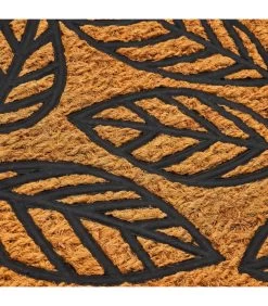 Paillasson En Caoutchouc Et Fibres De Coco Feuilles 60x40cm -Produits Menagers Boutique paillasson en caoutchouc et fibres de coco feuilles 60x40cm 1