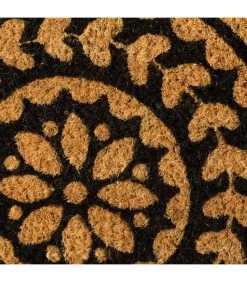 Paillasson Rond Coco Noir Et Marron Mandala - Diamètre 60cm -Produits Menagers Boutique paillasson rond coco noir et marron mandala diametre 60cm 1